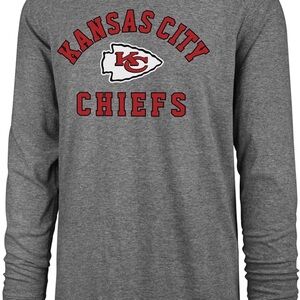 47 KANSAS CITY CHIEFS GREY VARSITY ARCH LONG SLEEVE T SHIRT xl